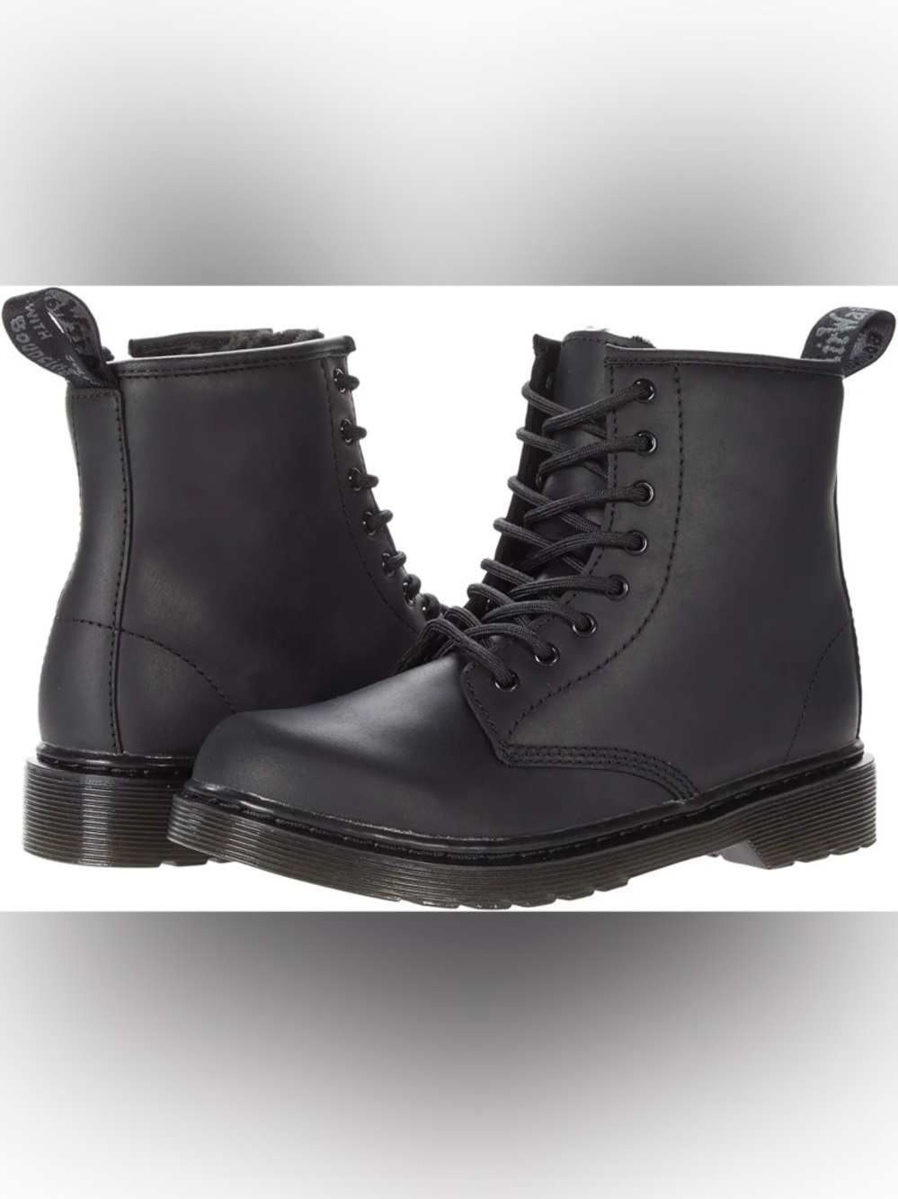 Dr. Martens Kids 1460 Pascal Mono Black Lace-Up Ankle Boots